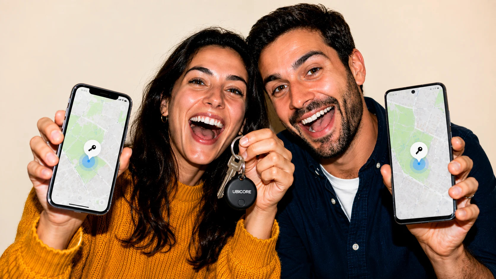 Ella con iPhone, él con Android: el mismo localizador Ubicore